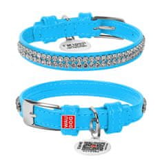 WAUDOG Usnjena ovratnica s kristali modra 18-21 cm, širina: 9 mm modra