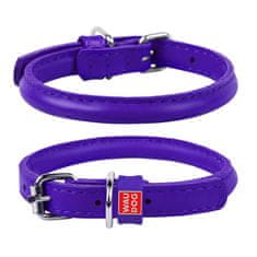 WAUDOG okrogla vijolična usnjena ovratnica za dolgodlake pse 17-20 cm, širina ovratnika: 6 mm vijolična