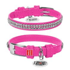 WAUDOG Usnjena ovratnica s kristali roza 18-21 cm, širina: 9 mm roza