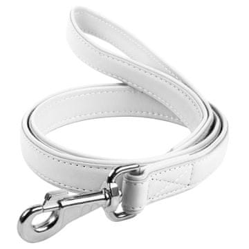 WAUDOG Ploščat usnjen povodec bele barve 122 cm