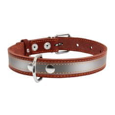 WAUDOG Rjava usnjena odsevna pasja ovratnica 32-40 cm, širina: 20 mm rjav