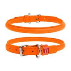 WAUDOG okrogla usnjena oranžna ovratnica za dolgodlake pse 17-20 cm, širina ovratnika: 6 mm Oranžna