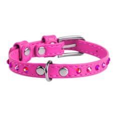WAUDOG Ravna usnjena ovratnica roza barve s kristali 19-25 cm, širina: 9 mm roza