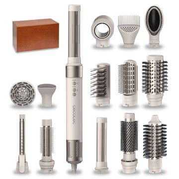 Cecotec Kulmofén , 0252, CermicCare AirGlam kulma 14v1 Champagne, multifunkční, 14 hlavic, technologie Coanda, keramický povlak, 3 teploty/rychlosti, 1400 W