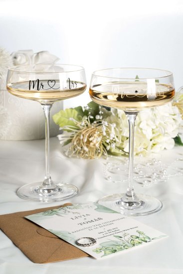 Diamante Komplet kozarcev za penino - Mr & Mrs