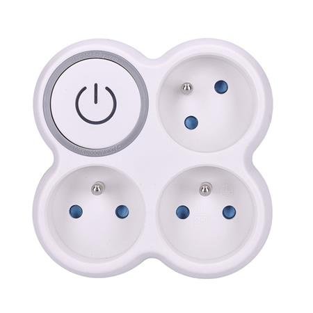 Solight P106 vozlišče, 3x 10A, belo-sivo, stikalo