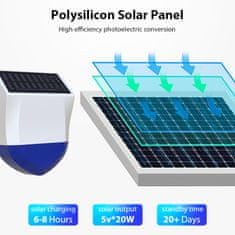 NEO zunanja pametna sirena Zigbee Tuya (5V/1A napajalnik ali baterija + solarna plošča)