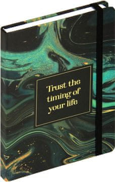 nb grafo Notes A5 črte trde platnice, 96 listov, z elastiko, 0812.01, Marble zelen,