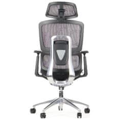 STEMA Ergonomski vrtljivi pisarniški stol ErgoNew A1. Aluminijasto podlago, dvigalo razreda 4, ledveno oporo, nastavljive naslone za roke, vzglavnik, sedež in naslonjalo. Črna.