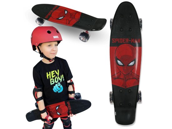 MARVEL COMICS MARVEL Spider-Man Otroška rolka FISH SKATEBOARD 55 cm, nedrseča, lahka, STABILNA do 50 kg