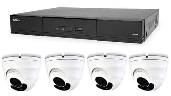 Avtech Komplet kamer 1x NVR AVH1109 in 4x 2MPX Motorzoom IP Dome kamera DGM2443SVSE + 4x UTP kabel 1x RJ45 - 1x RJ45 Cat5e 15m!