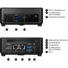 MSI Mini namizni računalnik Cubi 5 12M-261BEU barebone i5 / WiFi 6E + BT 5.3 / 1Gbps + 2.5Gbps / črn