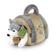 Rappa Plišasti pes Husky z zabojčkom 13 cm EKOLOŠKO PRIJAZNO