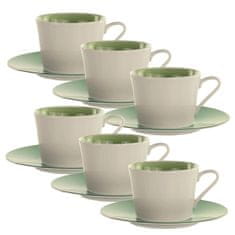 Set skodelica za čaj s podstavkom Loop Army 270ml / 6 kos / zelena / porcelan