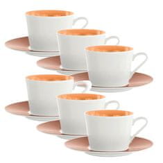 Set skodelica za čaj s podstavkom Loop Rouille 270ml / 6 kos / rjavo-oranžna / porcelan