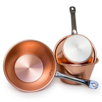 Bakreni lonec za polento 26cm / inox ročaj / indukcija / baker, inox