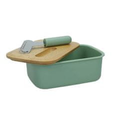 Brandani Posoda za maslo z nožem / 17x11,5xh6cm / zelena / pp, les