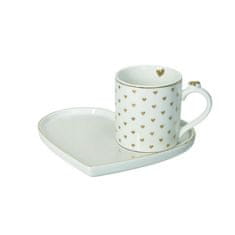 Brandani Set skodelica za čaj na podstavku Amore Mio / črte / 2 kos / porcelan