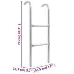 Vidaxl Lestev za trampolin z 2 stopnicama jeklo srebrna 72 cm
