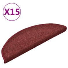 Vidaxl Preproge za stopnice 15 kosov rdeče 56x17x3 cm