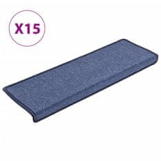 Vidaxl Preproge za stopnice 15 kosov 65x25 cm modre