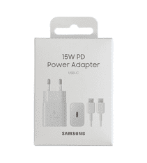 Samsung Hišni polnilec Fast Charge EP-T1510XWE 15W PD + kabel EP-DA705BWE TYPE C bel - original