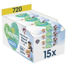 Pampers Vlažni robčki Harmony Aqua Baby 15 paketov = 720 robčkov