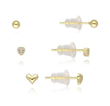 MOISS Romantični komplet pozlačenih uhanov E0004641 (3 pari uhanov)