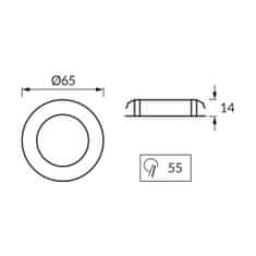 Ideus LED vgradna 1,9W svetilka 4000K 190lm IP44 ROLO bela