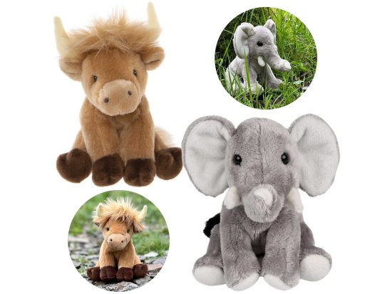 Charlie Bears Charlie Bears Komplet dveh plišastih igrač iz serije Cuddle Cubs: krava, slon – idealne plišaste igrače za dojenčke, 13 cm