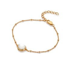 Hot Diamonds Elegantna pozlačena zapestnica z diamantom in biserom Golden Edit Soul DL704