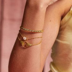 Hot Diamonds Elegantna pozlačena zapestnica z diamantom in biserom Golden Edit Soul DL704