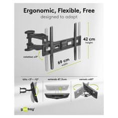 Goobay 94cm-203cm (37"-80") 45kg vsesmerni stenski nosilec za TV