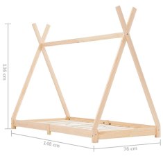 Vidaxl Otroški posteljni okvir iz trdne borovine 70x140 cm