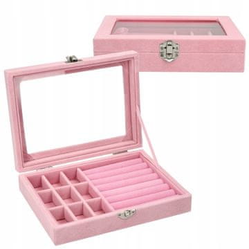 Korbi Etui / škatlica za nakit B7 – roza, za prstane in uhane
