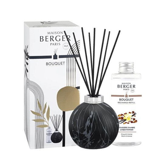 Maison Berger Paris Darilni set aroma difuzor Marbrure Black + Amber Powder polnilo 180 ml