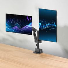 ACT AC8328 Dual monitor office solid pro, z mehansko vzmetjo nosilec za 2 monitorja 17"-35"