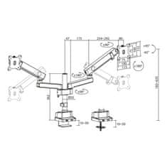 ACT AC8328 Dual monitor office solid pro, z mehansko vzmetjo nosilec za 2 monitorja 17"-35"