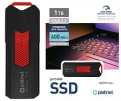 Platinet PLATINET PMFPPD1024+ prenosni SSD disk, 1TB, USB 3.2 Gen2, 400MB/s, HYPERSPEED, najhitrejši in najmanjši na svetu