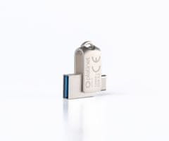 Platinet PLATINET PMFMC128 prenosni USB ključ, 128GB, USB Type-C, USB Type-A, USB 3.2, vodoodporen, do 100 MB/s, siv