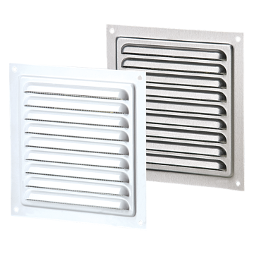 VENTS Rešetka rozeta fasadna Vents kvadratna bela inox ø200