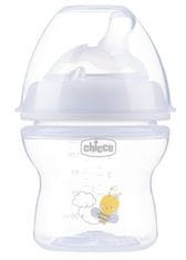 Chicco Naturalfeeling Plastična steklenička 150ml, silikonska duda, srednji pretok 0+