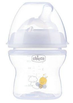 Chicco Naturalfeeling Plastična steklenička 150ml, silikonska duda, srednji pretok 0+