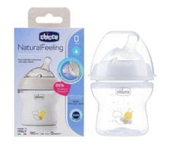 Chicco Naturalfeeling Plastična steklenička 150ml, silikonska duda, srednji pretok 0+