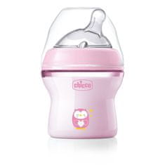 Chicco Naturalfeeling Plastična steklenička 150ml, silikonski cucek, srednji pretok 0+, roza