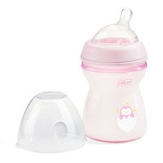 Chicco Naturalfeeling Plastična steklenička 250ml, silikonska duda, srednji pretok 2+, roza