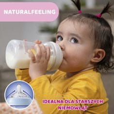 Chicco Naturalfeeling Plastična steklenička 330ml, silikonska duda, hiter pretok 6+, modra
