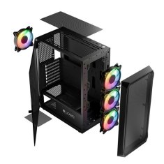 Modecom Portos ARGB Midi ATX ohišje 2xUSB2.0, 1xUSB3.0 Ventilator: 4x12 cm, steklo, RGB, Gaming