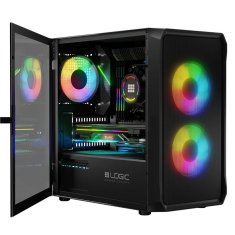 Modecom Portos ARGB Mini microATX ohišje 2xUSB2.0, 1xUSB3.0 3x12 cm, steklo, RGB, igralno ohišje