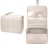 Korbi Viseča kozmetična torbica, prostoren zložljiv organizator za kozmetiko, velika bež, XL